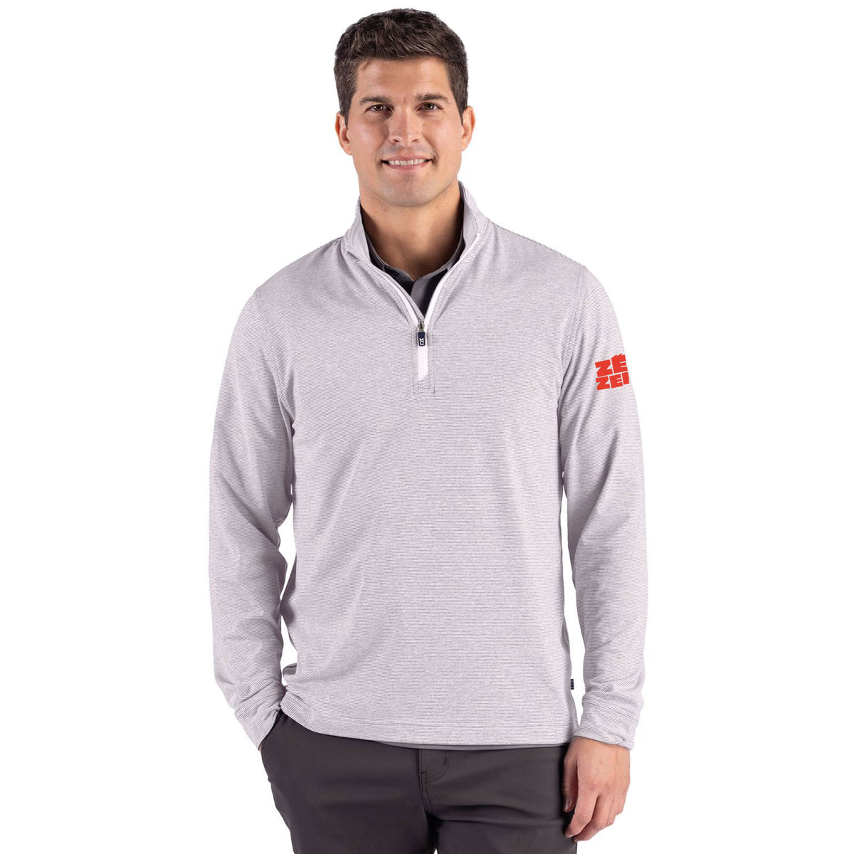 Men's Cutter & Buck Adapt Soft Knit Stripe 1/4  Zip